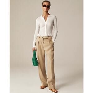 J Crew Portia Herringbone Linen Blend Pants US Women's 14 Tall New
